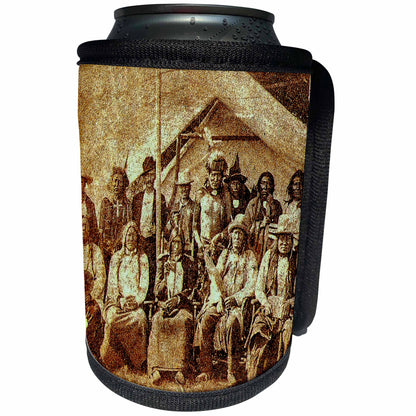 3dRose Scenes from the Past - Stereoview - Late 1800s Native American Indians Sioux Tribal Members - Can Cooler Bottle Wrap (cc_300299)