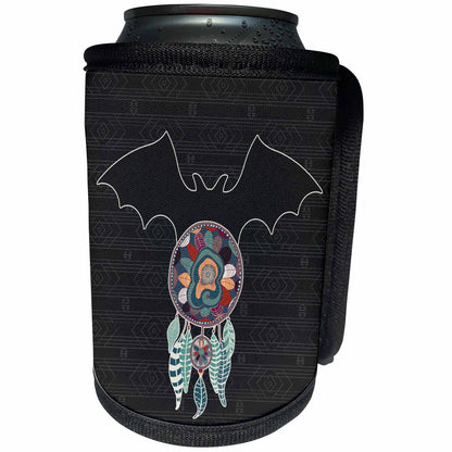 3dRose Doreen Erhardt Native American - Native American Tribal Theme with a Bat as the Spirit Animal - Can Cooler Bottle Wrap (cc_304644)