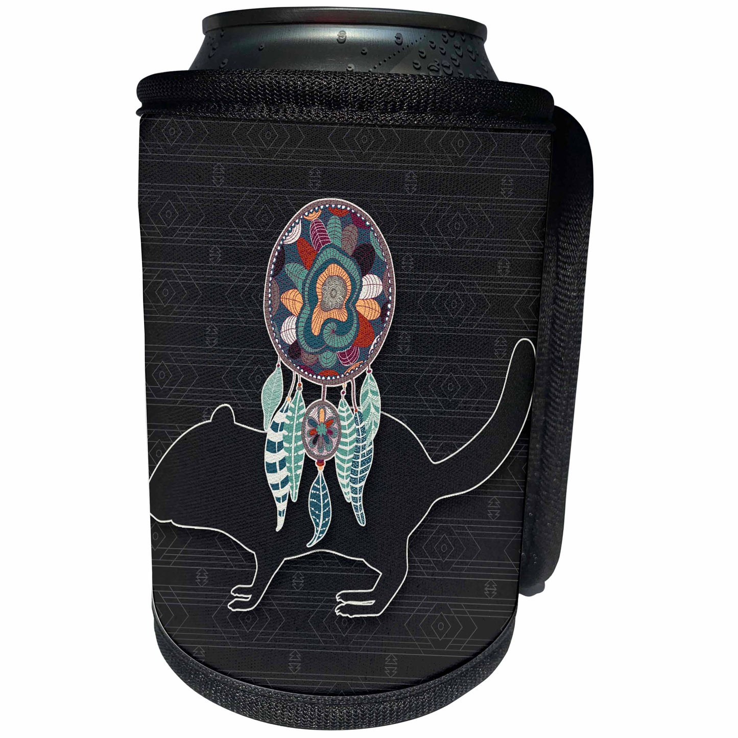 3dRose Doreen Erhardt Native American - Dream Catcher with a Beaver in a Native American Tribal Design - Can Cooler Bottle Wrap (cc_304646)