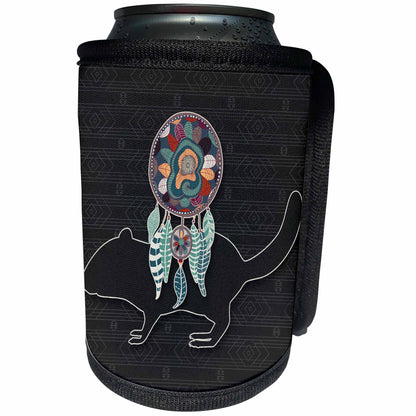 3dRose Doreen Erhardt Native American - Dream Catcher with a Beaver in a Native American Tribal Design - Can Cooler Bottle Wrap (cc_304646)