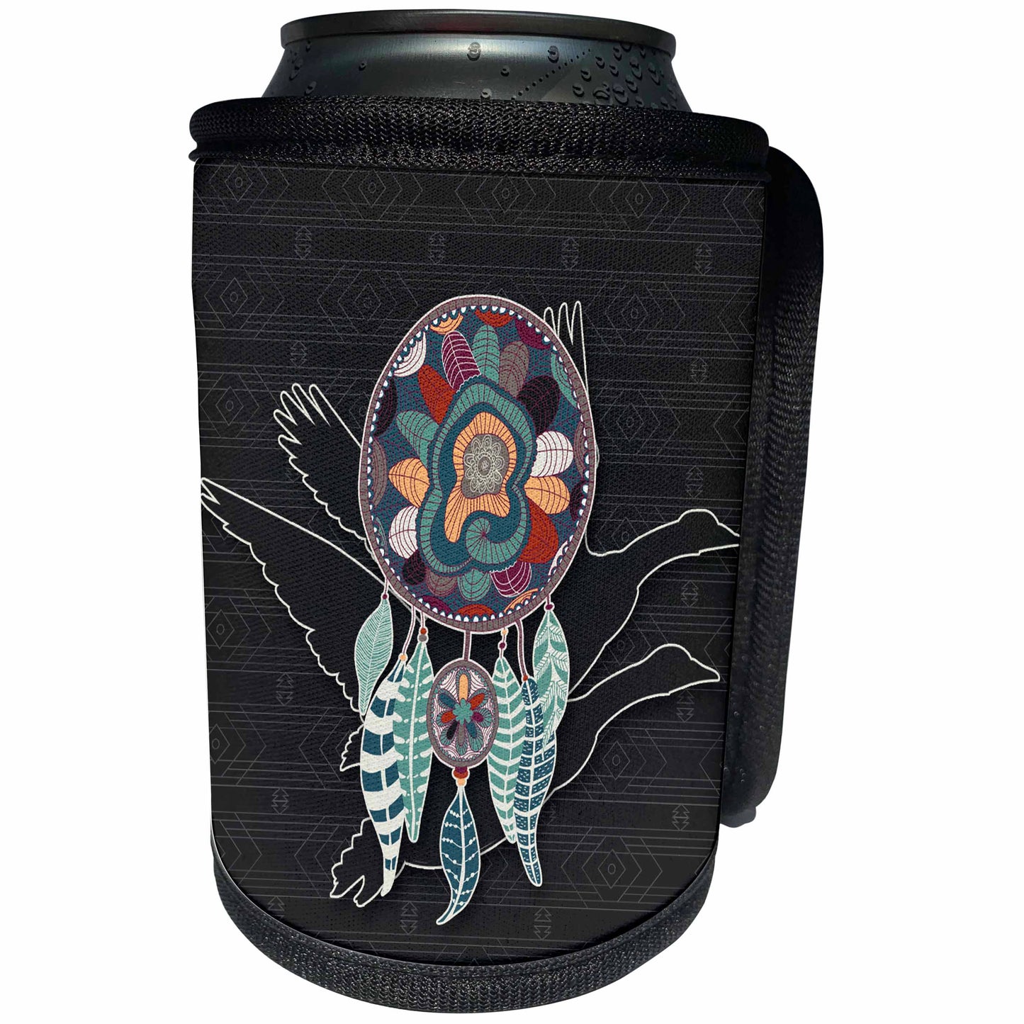 3dRose Doreen Erhardt Native American - Pair of Geese in Flight with Dream Catcher Native American Animals - Can Cooler Bottle Wrap (cc_304663)