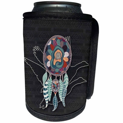 3dRose Doreen Erhardt Native American - Pair of Geese in Flight with Dream Catcher Native American Animals - Can Cooler Bottle Wrap (cc_304663)