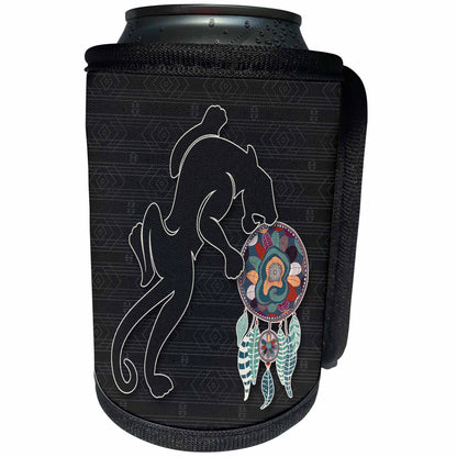 3dRose Doreen Erhardt Native American - Jaguar and Dream Catcher in Tribal Patterned Native American Theme - Can Cooler Bottle Wrap (cc_304664)