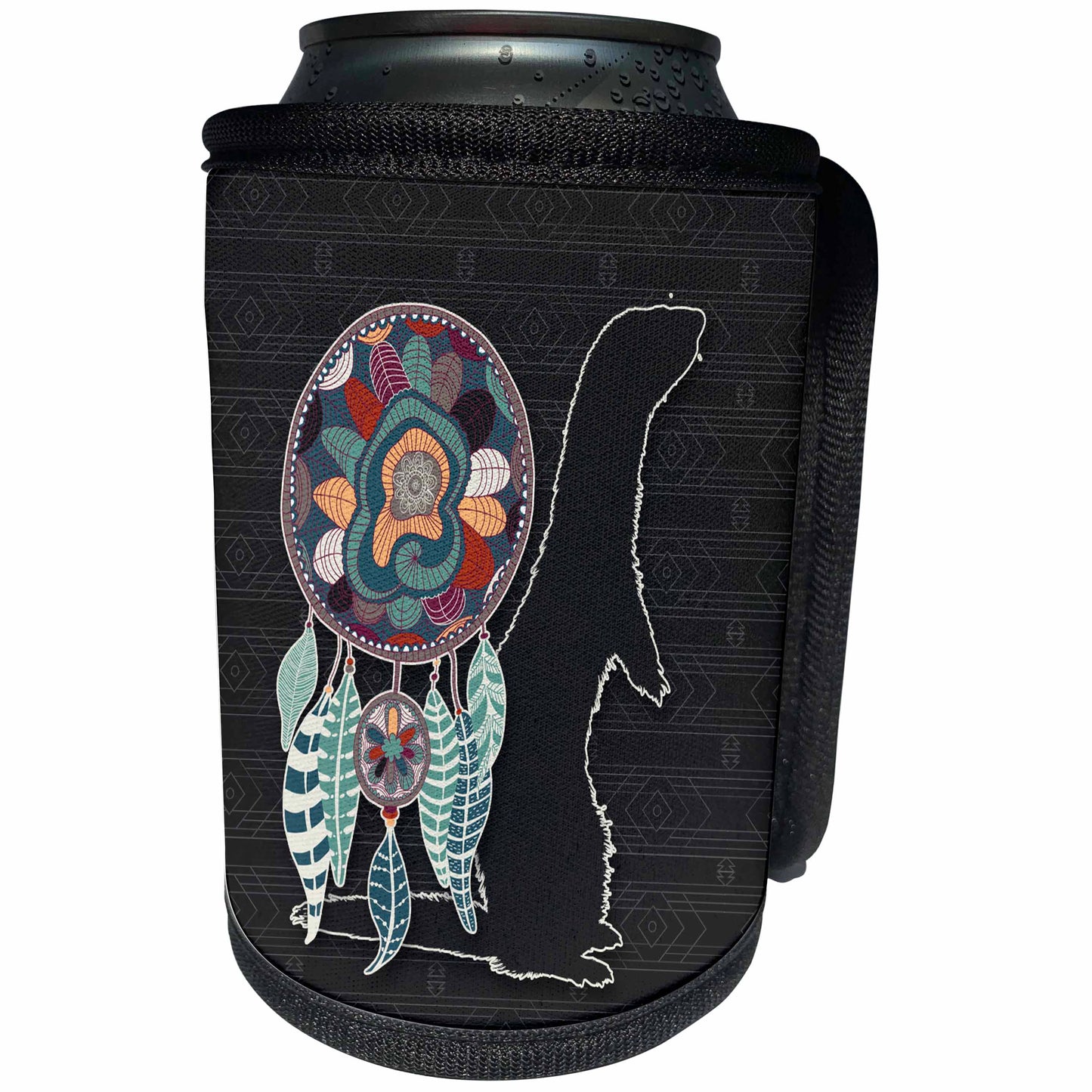 3dRose Doreen Erhardt Native American - Animal Guide in Native American Style an Otter Silhouette in Deep Gray - Can Cooler Bottle Wrap (cc_304667)