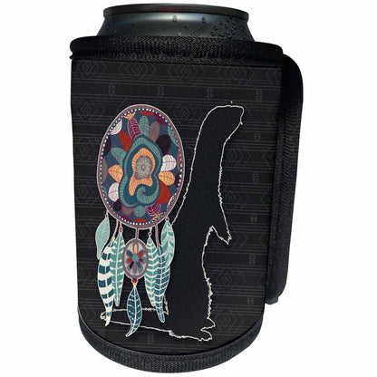3dRose Doreen Erhardt Native American - Animal Guide in Native American Style an Otter Silhouette in Deep Gray - Can Cooler Bottle Wrap (cc_304667)