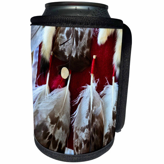 3dRose Image of bird feathers attached to a native American... - Can Cooler Bottle Wrap (cc_325873)