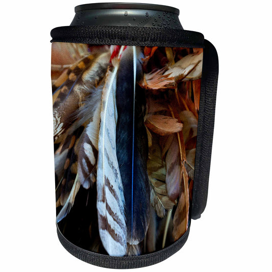 3dRose Image of bird feathers. A decoration of native American... - Can Cooler Bottle Wrap (cc_325875)