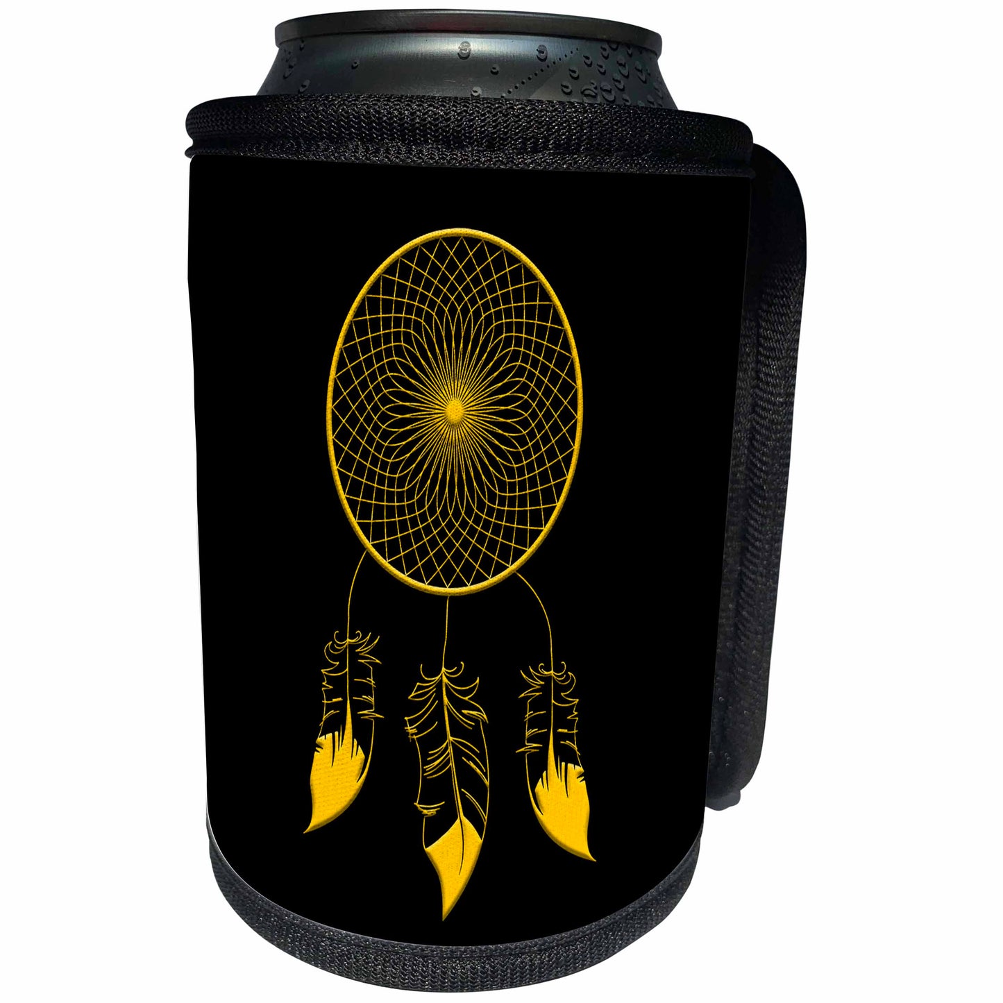 3dRose Three-feather, web like native American dreamcatcher - Can Cooler Bottle Wrap (cc_326151)