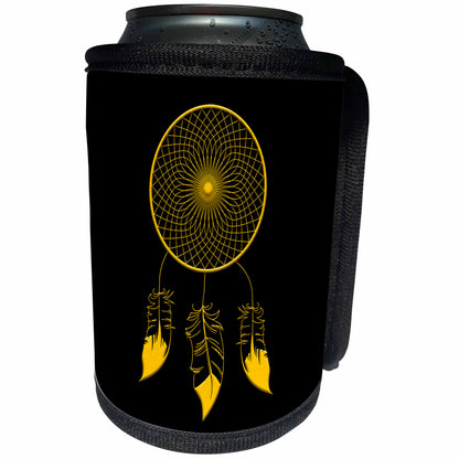 3dRose Three-feather, web like native American dreamcatcher - Can Cooler Bottle Wrap (cc_326151)