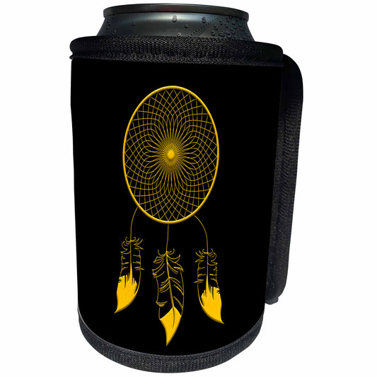 3dRose Three-feather, web like native American dreamcatcher - Can Cooler Bottle Wrap (cc_326151)