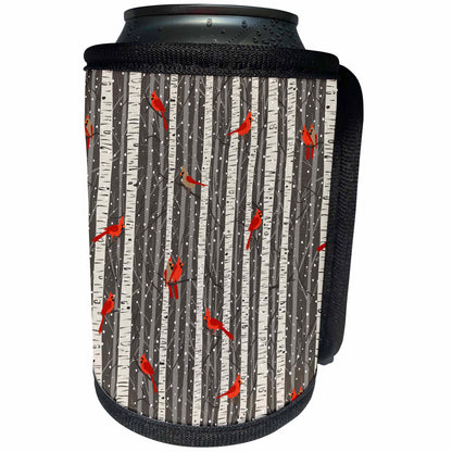 3dRose Winter Cardinals and Birch Trees - Can Cooler Bottle Wrap (cc_341380)