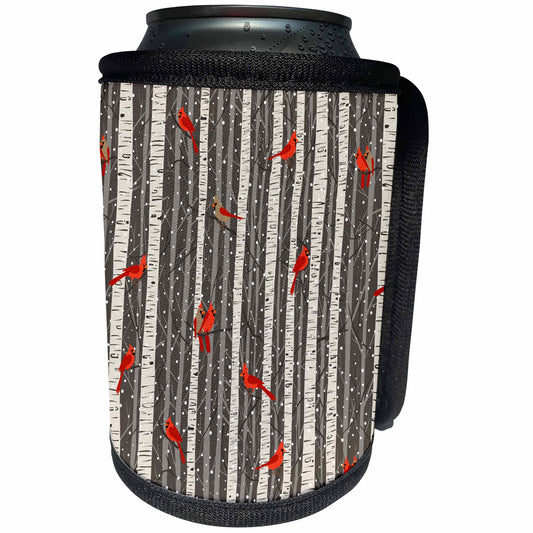 3dRose Winter Cardinals and Birch Trees - Can Cooler Bottle Wrap (cc_341380)