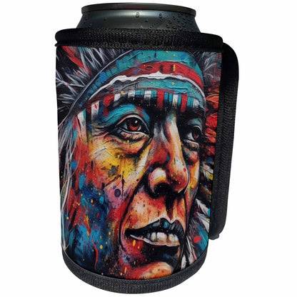 3dRose Native American Chief Painting - Can Cooler Bottle Wrap (cc-381852)
