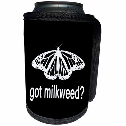 3dRose Stamp of a Monarch butterfly with Got Milkweed on black... - Can Cooler Bottle Wrap (cc-384794)