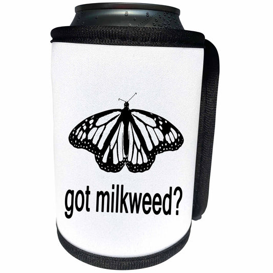 3dRose Stamp of a Monarch butterfly with Got Milkweed on white... - Can Cooler Bottle Wrap (cc-384795)