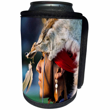 3dRose Danita Delimont - Native Americans - Native American headdress, Santa Fe, New Mexico - US32 JMR0247 - Julien McRoberts - Can Cooler Bottle Wrap (cc_92647)