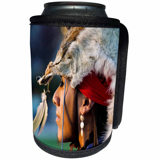 3dRose Danita Delimont - Native Americans - Native American headdress, Santa Fe, New Mexico - US32 JMR0247 - Julien McRoberts - Can Cooler Bottle Wrap (cc_92647)