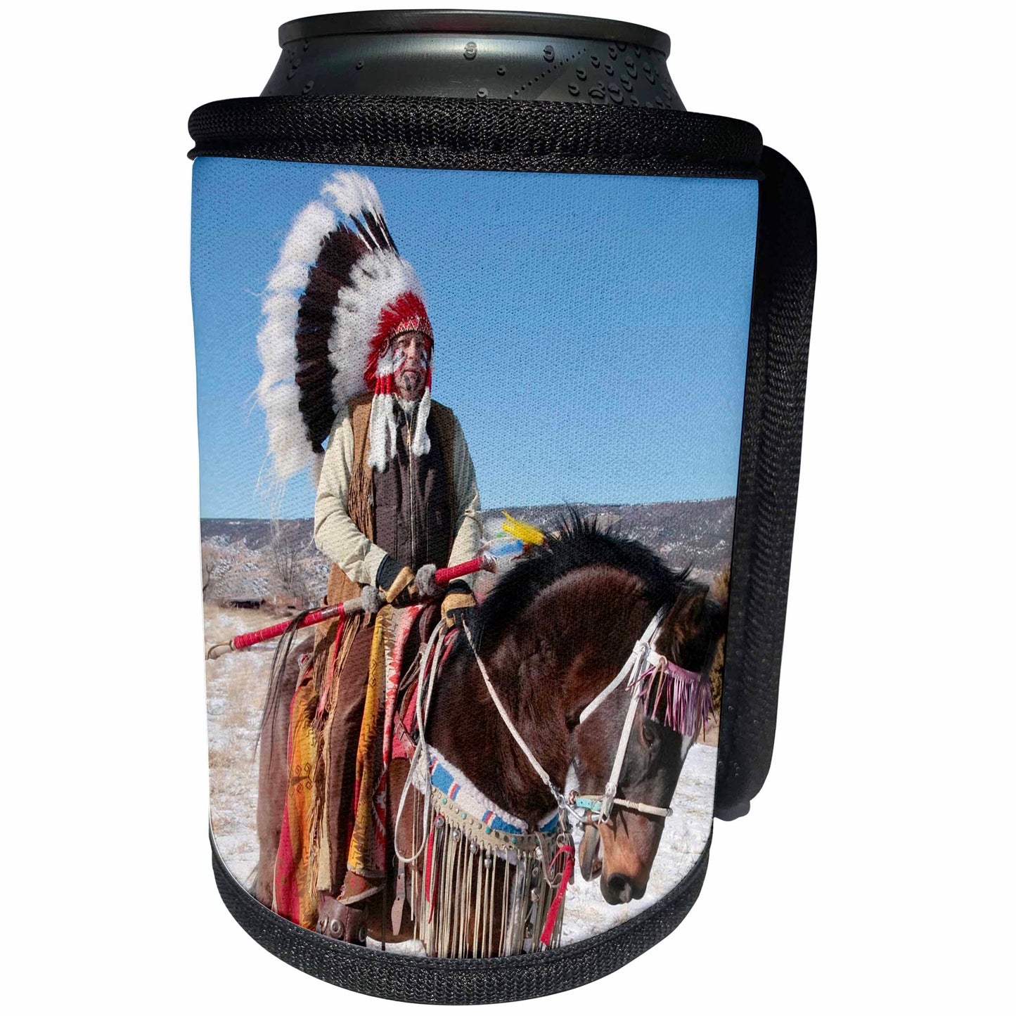 3dRose Danita Delimont - Native American - Native American Indian, Alcalde, New Mexico - US32 JMR0305 - Julien McRoberts - Can Cooler Bottle Wrap (cc_92657)