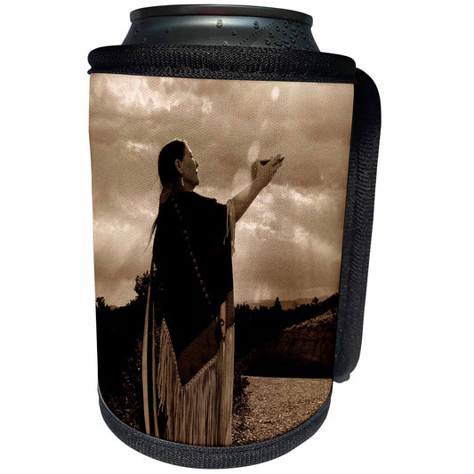 3dRose Danita Delimont - Native Americans - Native American medicine woman, Santa Fe, NM - US32 JMR0546 - Julien McRoberts - Can Cooler Bottle Wrap (cc_92694)