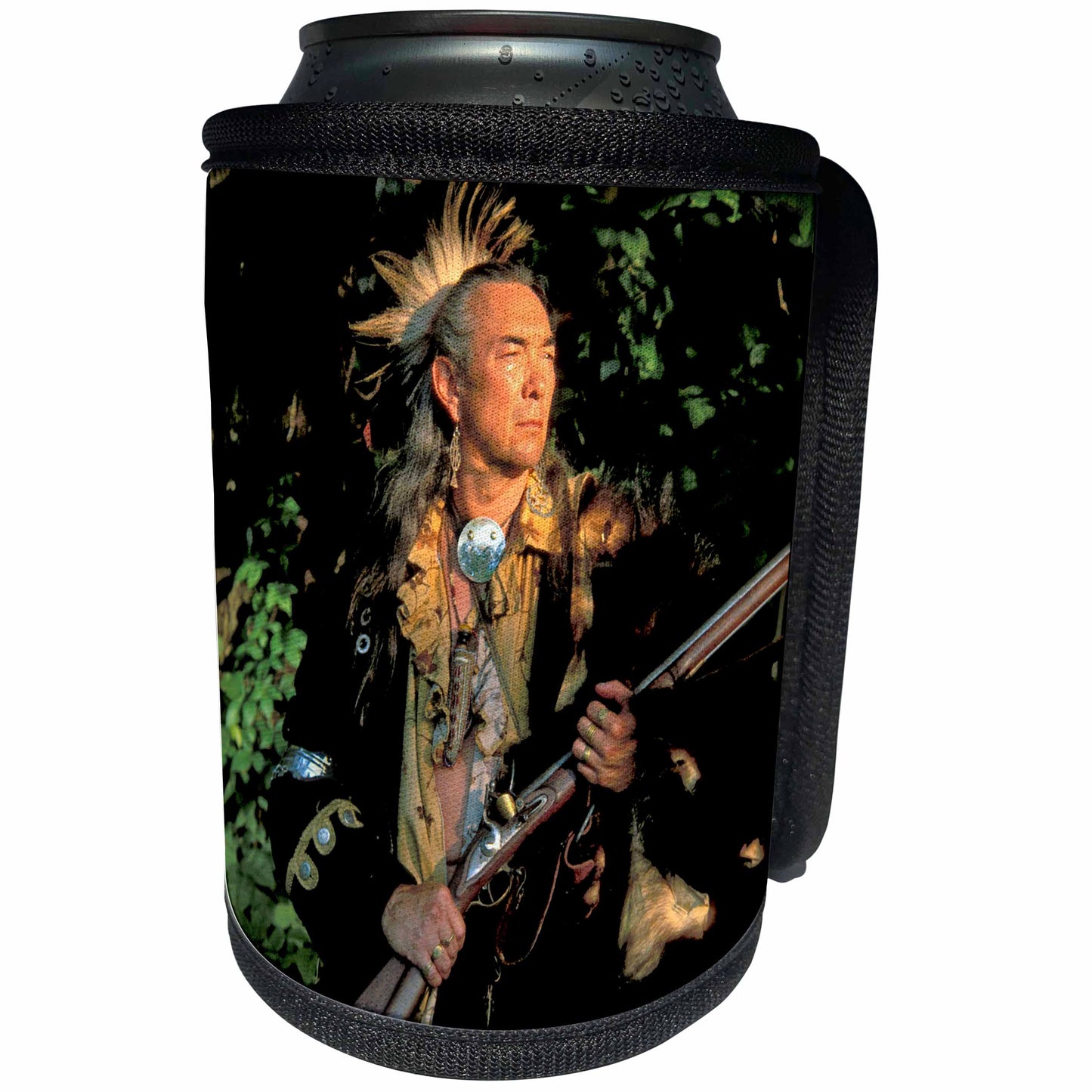 3dRose Danita Delimont - Native Americans - Shawnee Indian re-enactor, Native Americans - US36 AWY0021 - Angel Wynn - Can Cooler Bottle Wrap (cc_93349)