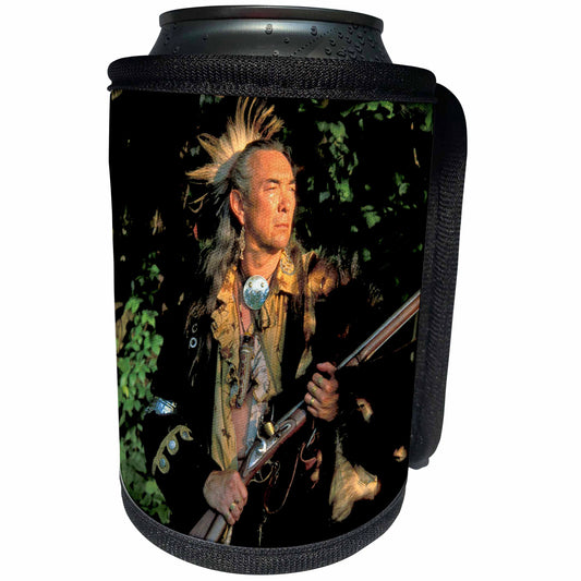3dRose Danita Delimont - Native Americans - Shawnee Indian re-enactor, Native Americans - US36 AWY0021 - Angel Wynn - Can Cooler Bottle Wrap (cc_93349)