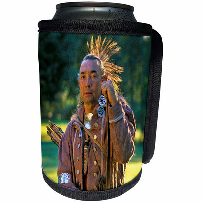 3dRose Danita Delimont - Native Americans - Shawnee Indian re-enactor, Native Americans - US36 AWY0051 - Angel Wynn - Can Cooler Bottle Wrap (cc_93350)