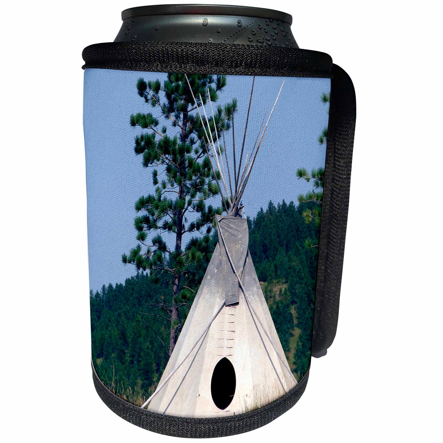 3dRose Danita Delimont - Native American - SD, Lakota Indian teepee, Native American - US42 CMI0278 - Cindy Miller Hopkins - Can Cooler Bottle Wrap (cc_94313)