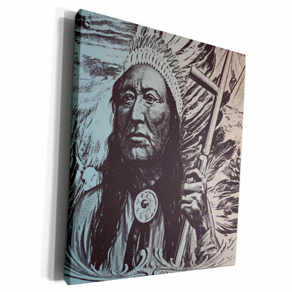 3dRose PS Vintage - Native American Man Vintage art - Museum Grade Canvas Wrap (cw_123688)