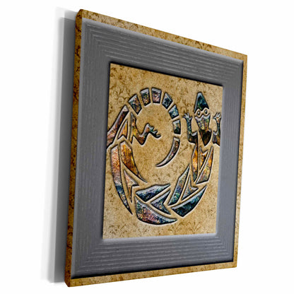 3dRose Native American art in brown tones with tribal lizard... - Museum Grade Canvas Wrap (cw_150938)