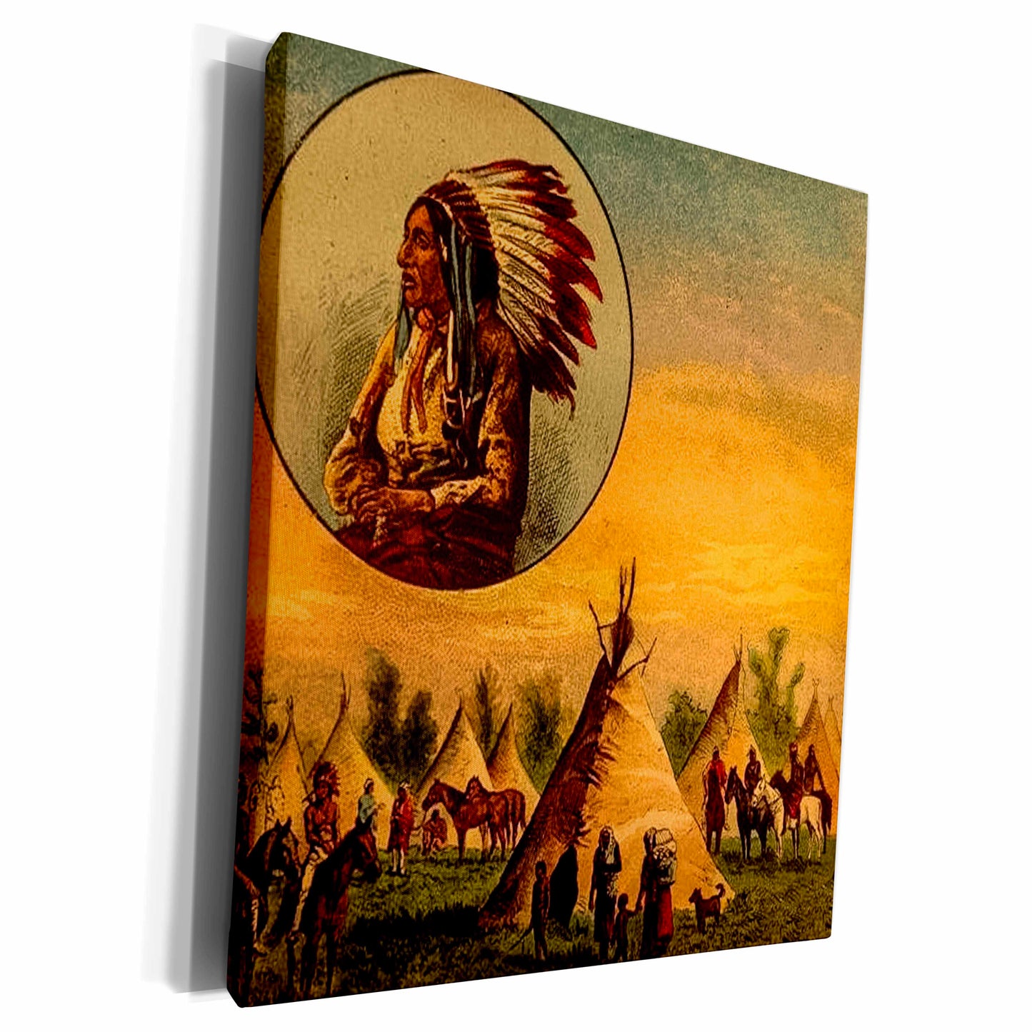 3dRose Vintage illustration of Native American from a Magic... - Museum Grade Canvas Wrap (cw_240418)