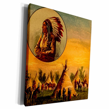3dRose Vintage illustration of Native American from a Magic... - Museum Grade Canvas Wrap (cw_240418)