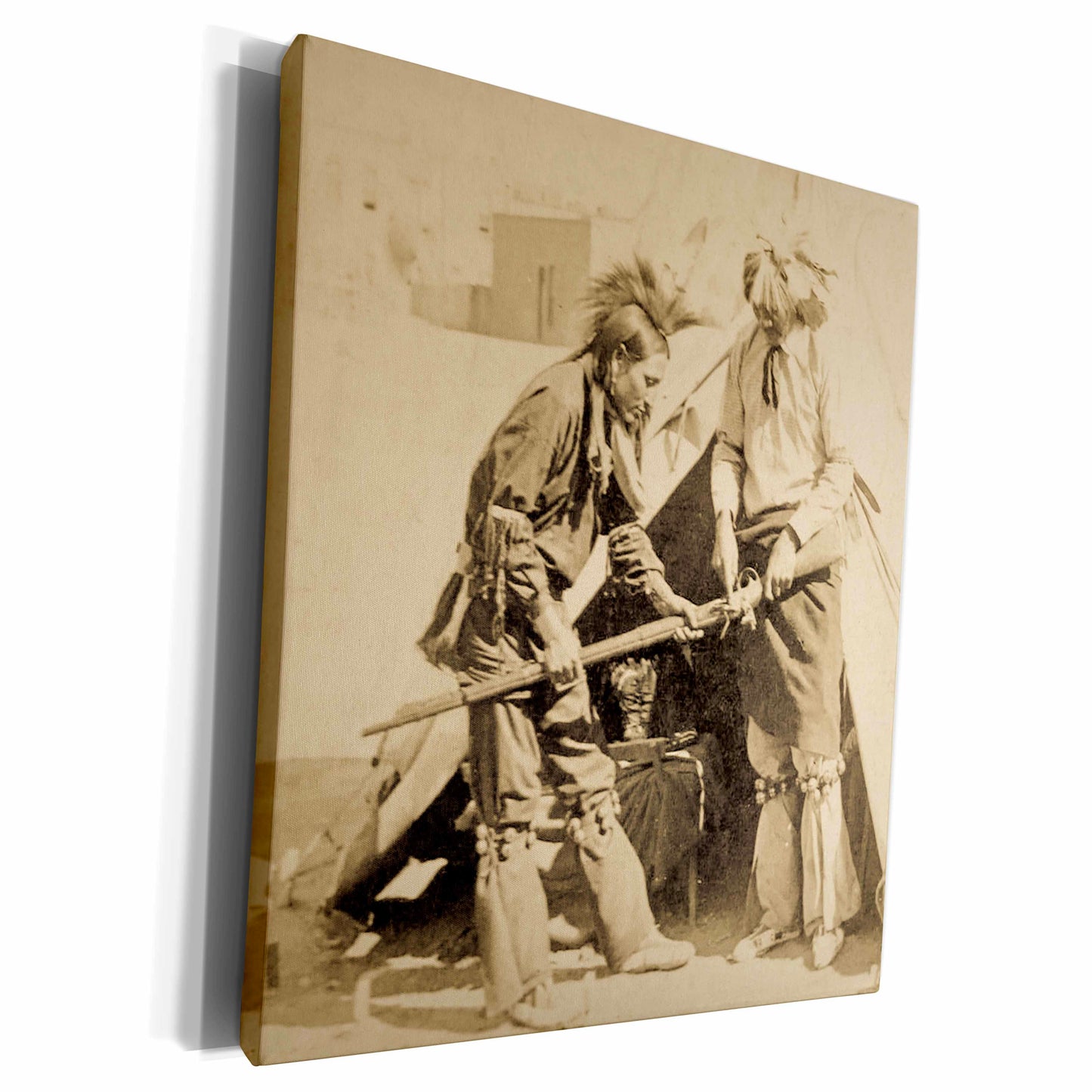3dRose Vintage Native American stereoview Studying White... - Museum Grade Canvas Wrap (cw_240434)