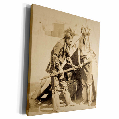 3dRose Vintage Native American stereoview Studying White... - Museum Grade Canvas Wrap (cw_240434)
