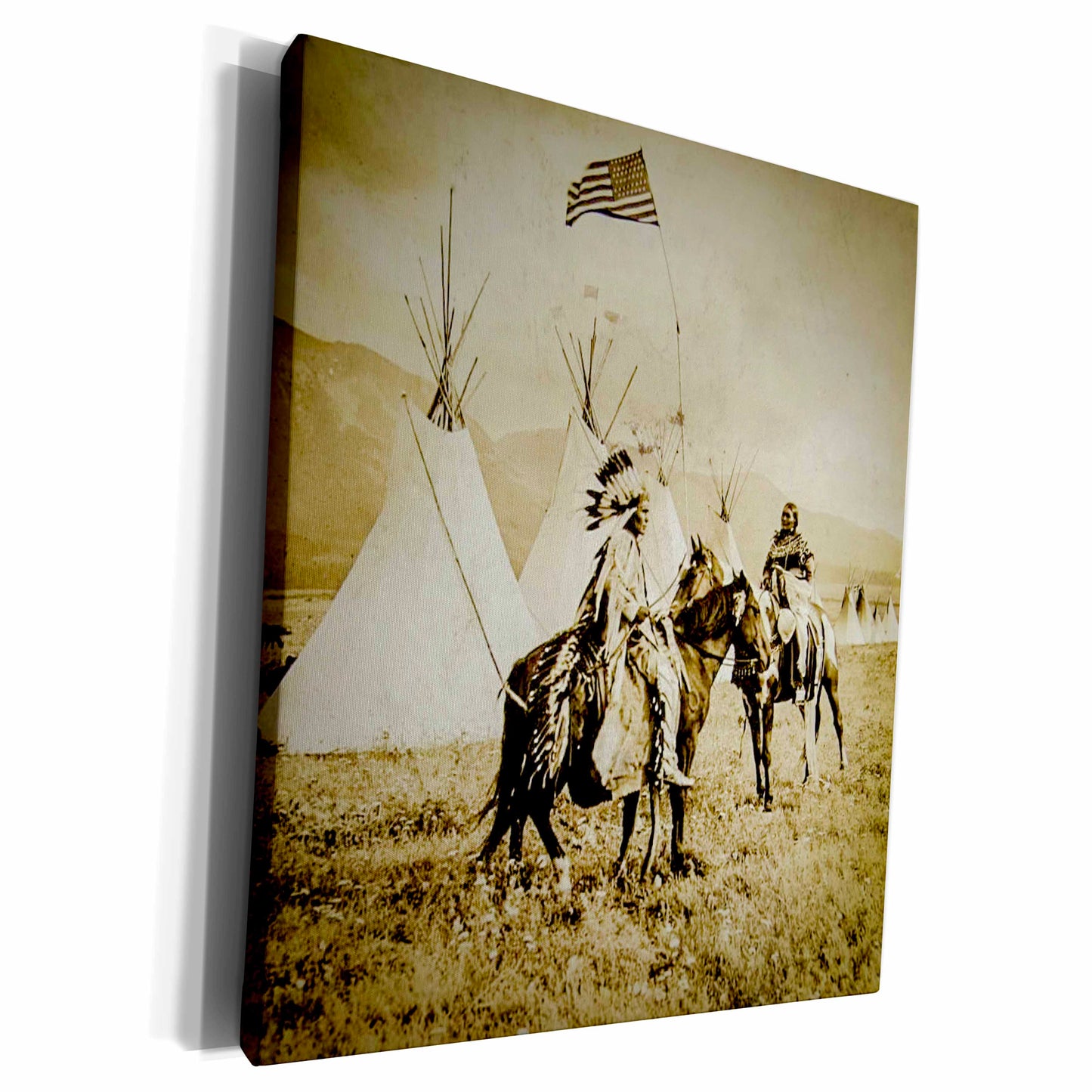 3dRose Vintage Flathead Native Americans in the American... - Museum Grade Canvas Wrap (cw_240435)