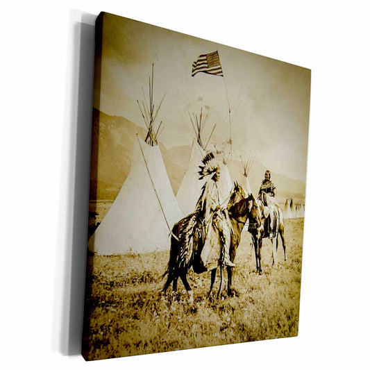 3dRose Vintage Flathead Native Americans in the American... - Museum Grade Canvas Wrap (cw_240435)