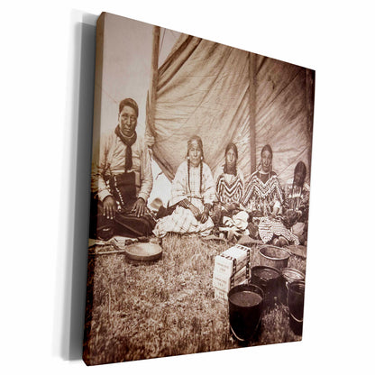 3dRose Vintage stereoview Native American Indian women. - Museum Grade Canvas Wrap (cw_240438)