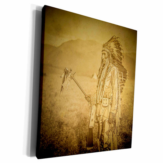 3dRose Stereoview Native American Indian Joe La Moose in... - Museum Grade Canvas Wrap (cw_240520)