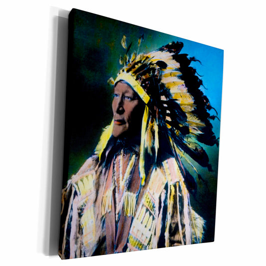3dRose Scenes from the Past Magic Lantern - Vintage Magic Lantern Native American Sioux Chief Hand Colored - Museum Grade Canvas Wrap (cw_246300)