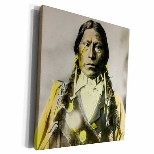 3dRose Vintage Native American Indian Chief Hand Colored - Museum Grade Canvas Wrap (cw_269866)