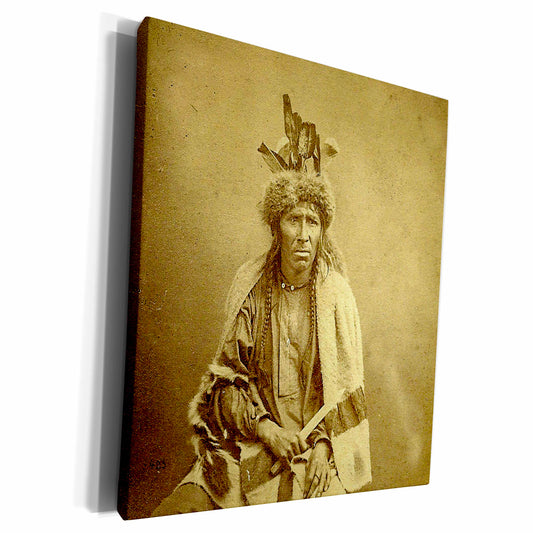 3dRose Vintage Stereoview Card 1870 Native American Chippewa... - Museum Grade Canvas Wrap (cw_300274)