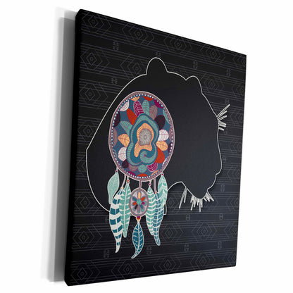 3dRose Cougar Big Cat in a Native American Tribal Design on... - Museum Grade Canvas Wrap (cw_304655)