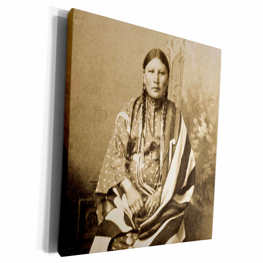 3dRose Sioux Woman Sepia Native American - Museum Grade Canvas Wrap (cw_77337)