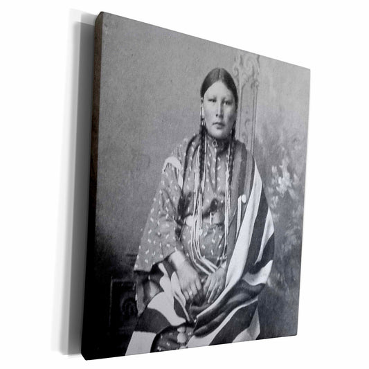 3dRose Sioux Woman Black and White Native American - Museum Grade Canvas Wrap (cw_77338)