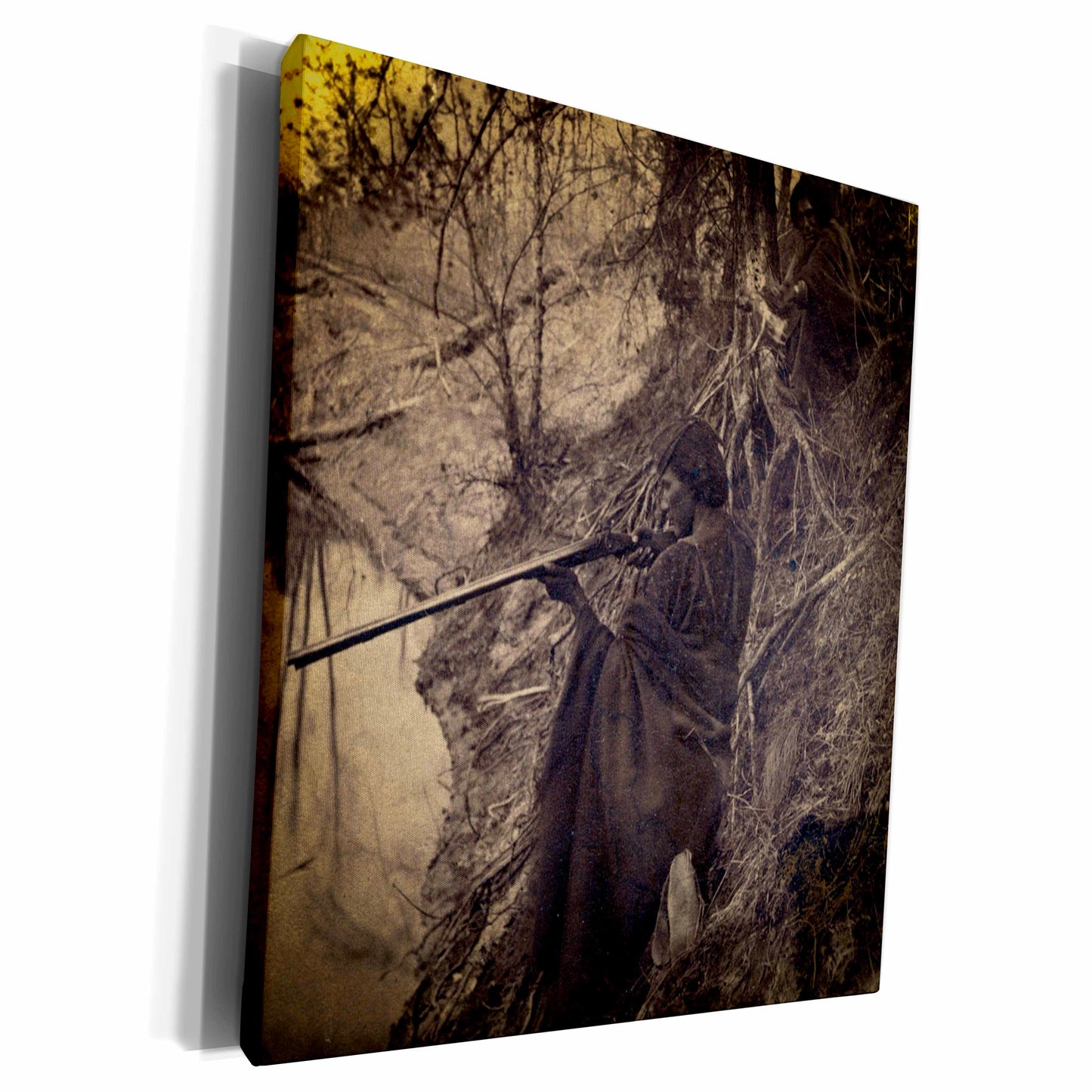 3dRose Native American Warrior Indian Chief Hunting Stereoview - Museum Grade Canvas Wrap (cw_77386)