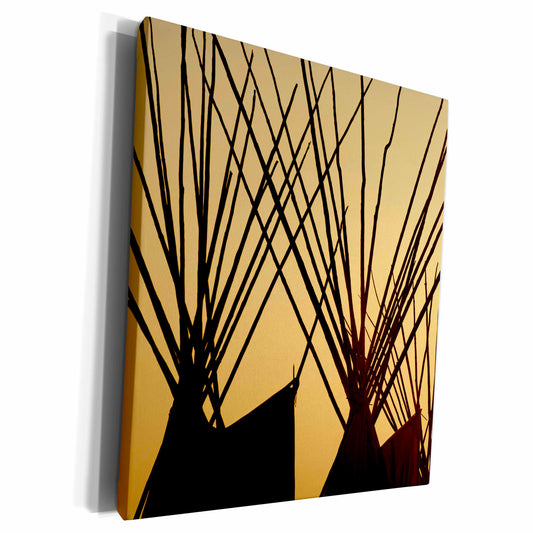 3dRose Native American tepees at sunset, Montana - US27... - Museum Grade Canvas Wrap (cw_91582)