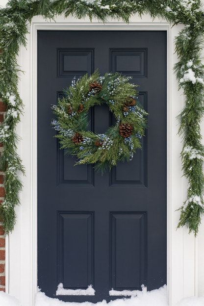 Juniper and Pincone Mixed Pine Wreath | 24''