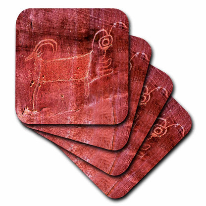 3dRose Danita Delimont - Artwork - Native American Fremont Petroglyph of a Sheep, Capitol Reef NP, Torrey - Coasters
