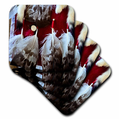 3dRose Image of Bird Feathers Attached to a Native American Dress - Coasters (CST_325873)