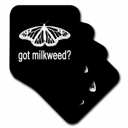 3dRose Stamp of a Monarch Butterfly with Got Milkweed on Black Background. - Coasters (cst-384794)