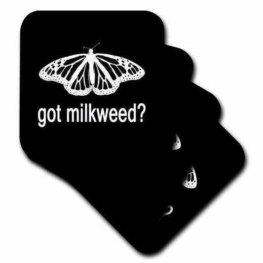 3dRose Stamp of a Monarch Butterfly with Got Milkweed on Black Background. - Coasters (cst-384794)